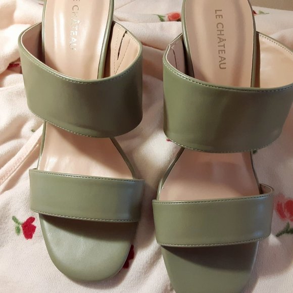 Green Strappy Slide Sandal - Picture 1 of 4